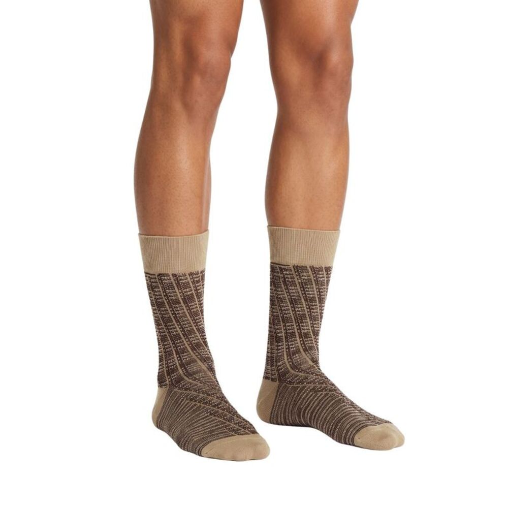 Missoni Beige Burgundy Mens Melange Textured Crew Socks-M